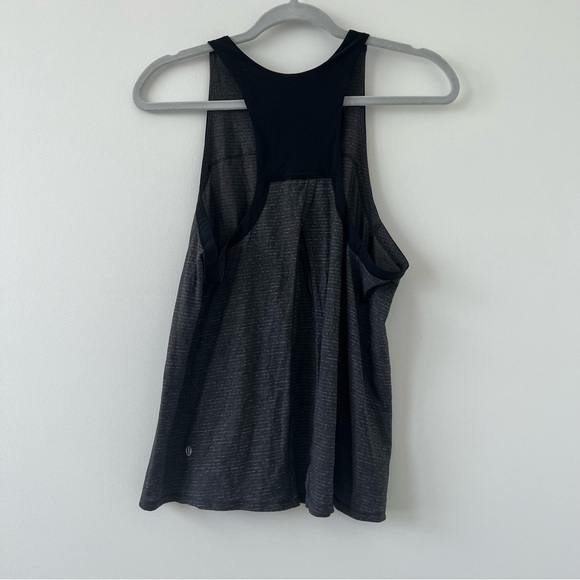 Lululemon clip in Tank Top heathered gray black split slit tie workout gym Lulu - Picture 3 of 7